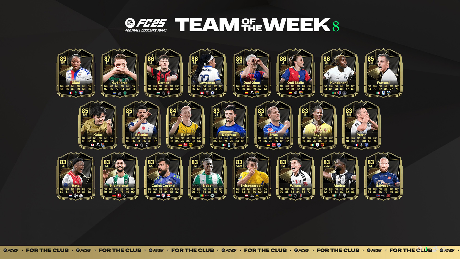 EA Sports FC 25 Team of the Week 8 is available from 6 November (6pm UK).