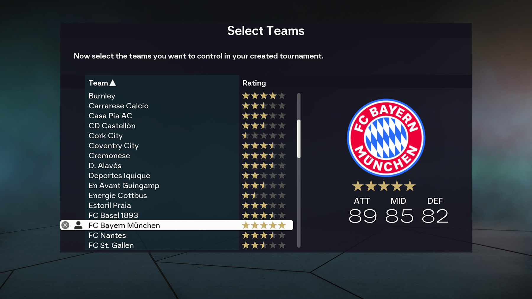 FC 26 Custom Tournament - Select Teams