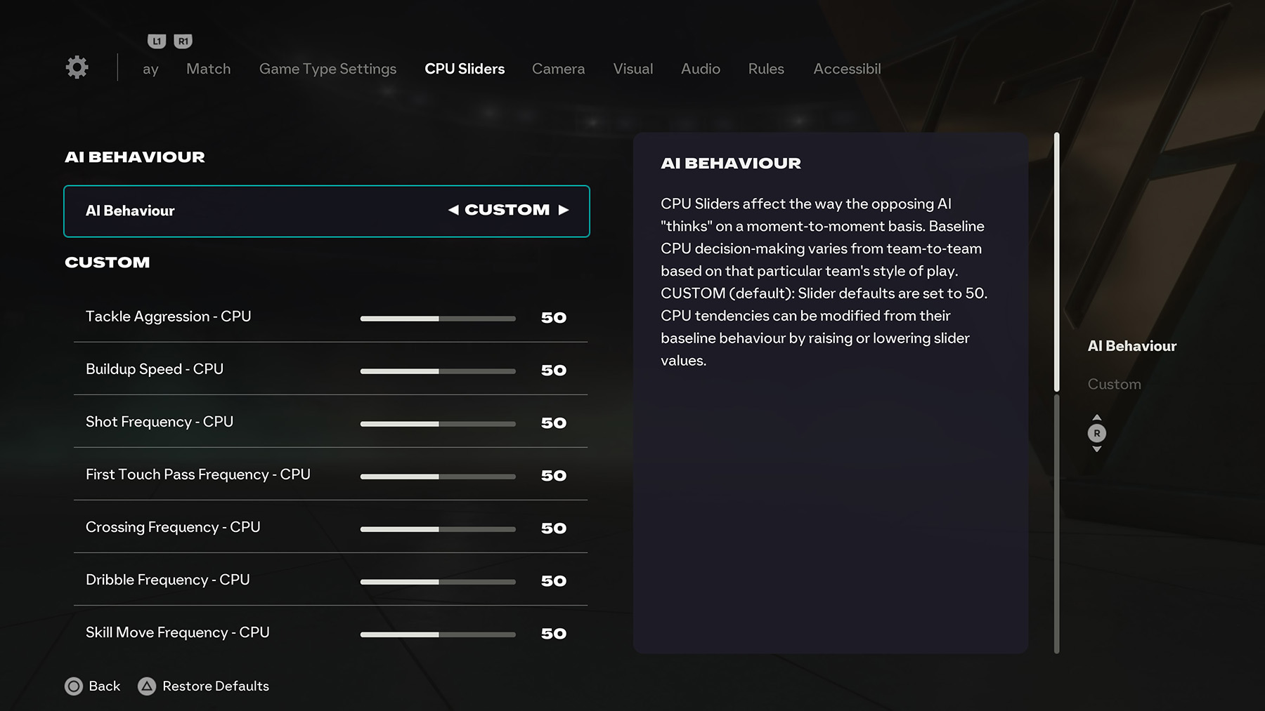 FC 26 CPU Sliders Settings
