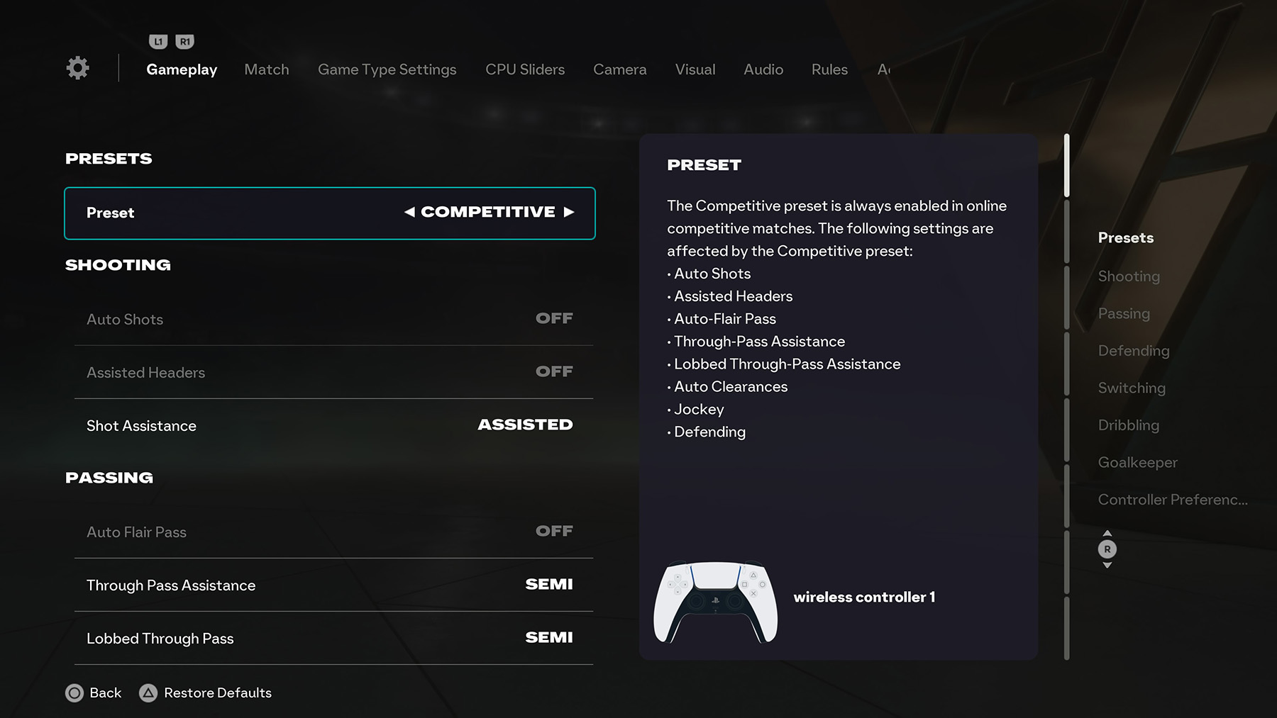 FC 26 Gameplay Settings