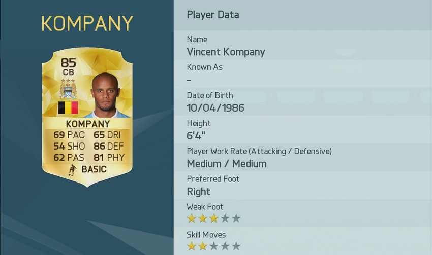 FIFA 16 Vincent Kompany