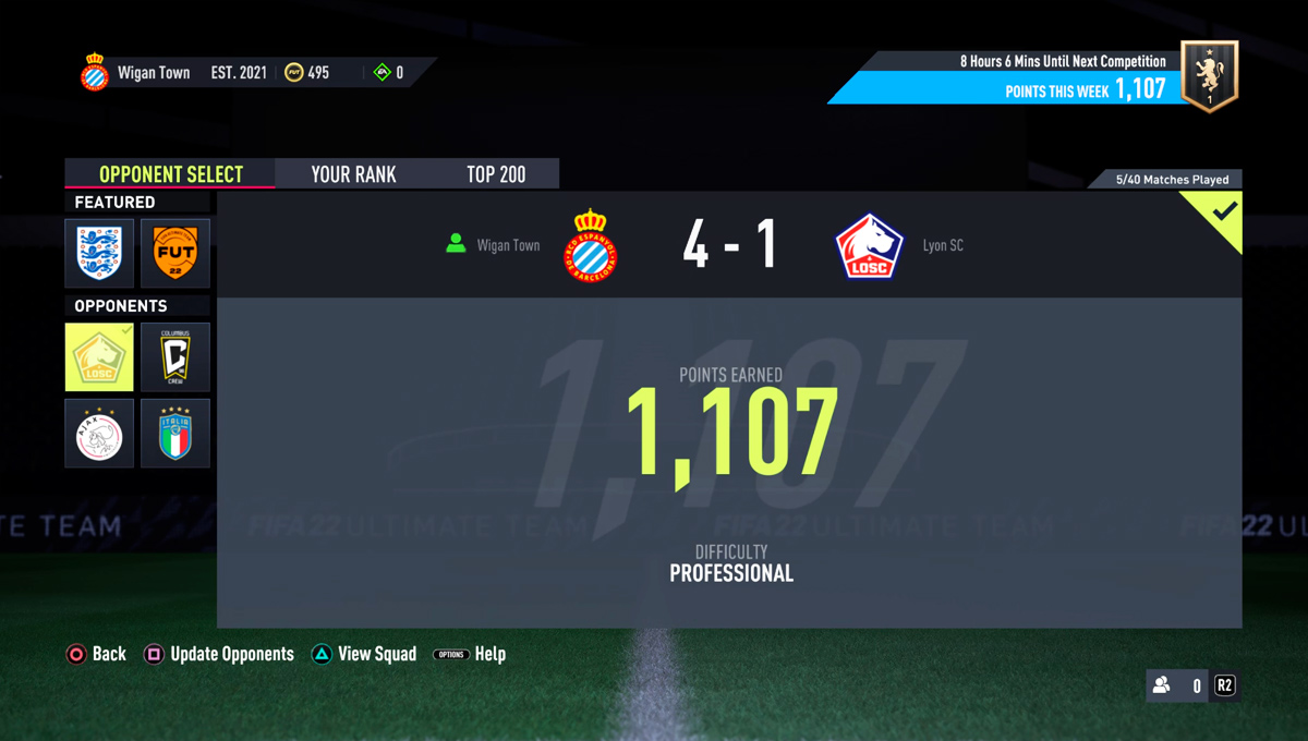 Squad Battles - Select Your Opponent