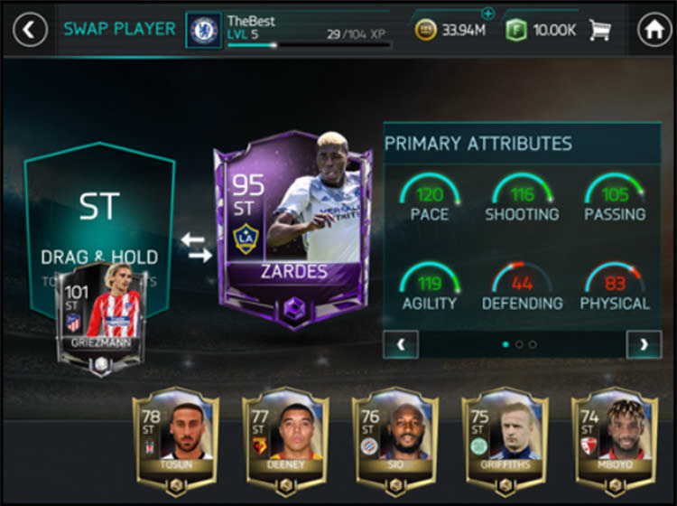 FIFA Mobile Comparing Attributes