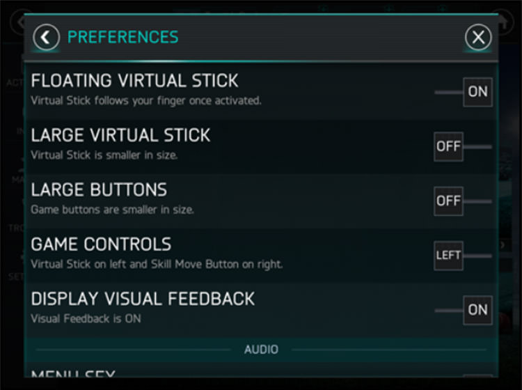 FIFA Mobile Disabling Visual Feedback