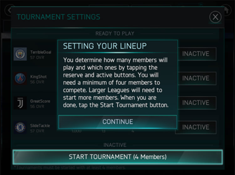 FIFA Mobile Setting League Tournaments