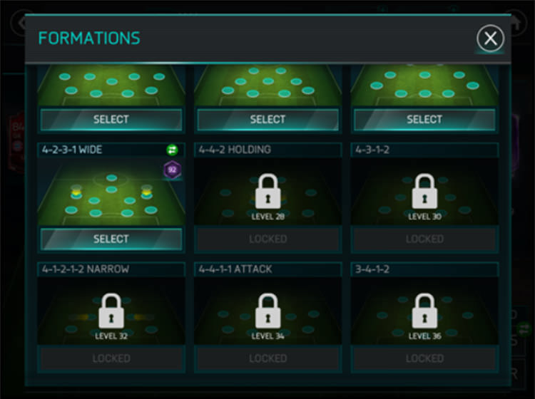 FIFA Mobile Unlocking Formations