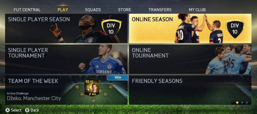 FUT 15 Menu